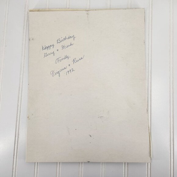 Vintage Floral Cross Stitch Art Signed 1989 Pink Off White Hibiscus Unframed - Picture 9 of 9